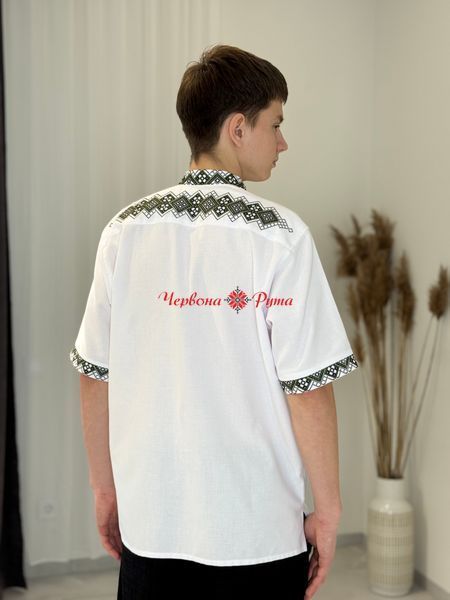 Сорочка біла на ґудзиках к/р ( модель 18 ) зел/в . 000002930 фото