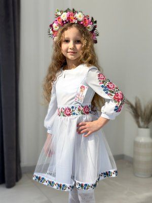 Сукня для дівчинки Віра біла д/р, фат. спідничка 000000837 фото