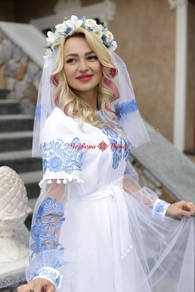 Сукня Ніжність біла блакитна вишивка. 000003964 фото