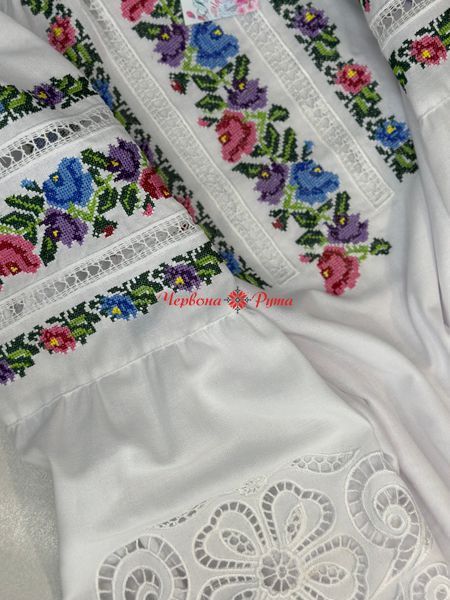Блуза біла (модель 11) кольорова виш. НФ-00000256 фото