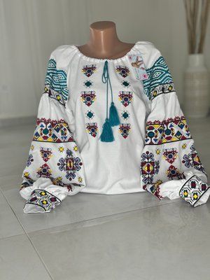 Блуза біла кольорова вишивка. 000002265 фото