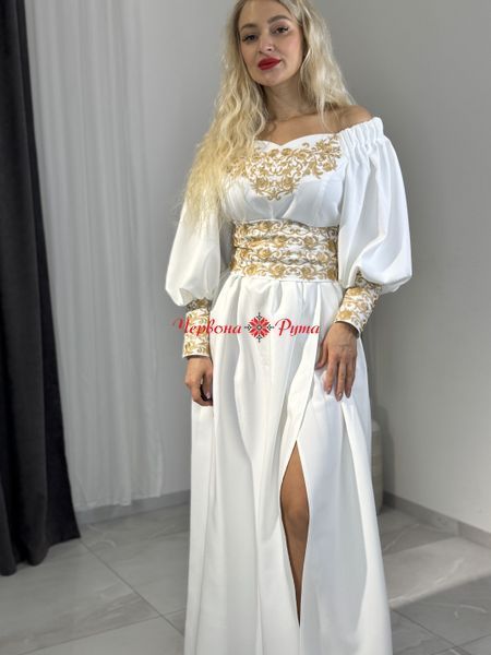 Сукня Афіна біла золотиста виш. (модель 2 ). 000003783 фото