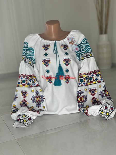 Блуза біла кольорова вишивка. 000002265 фото