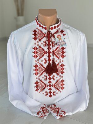 Сорочка Князь біла бордова виш. 000002445 фото