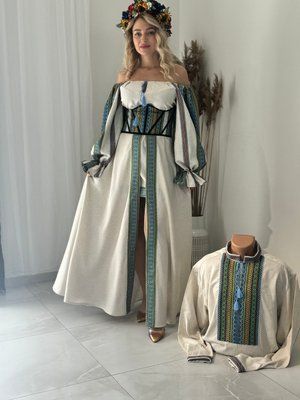 Сукня сіра з корсетом і спідницею ( синьо-зелені вст.) НФ-00001206 фото