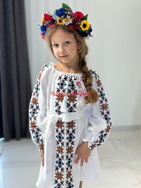 Сукня для дівчинки Зіронька черв /синя виш. 000001836 фото