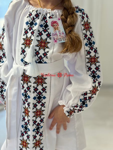 Сукня для дівчинки Зіронька черв /синя виш. 000001836 фото