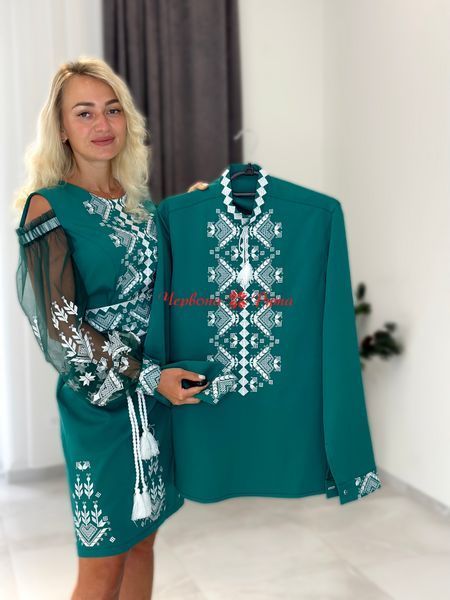 Сукня зелена рукав-євросітка (модель 1) біла/в НФ-00000299 фото
