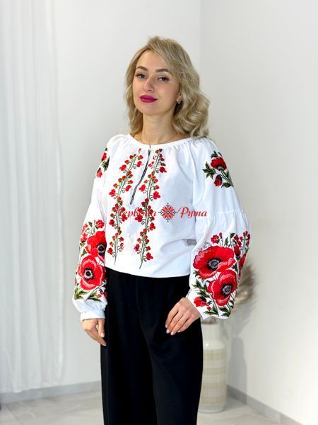 Блуза біла Маки. НФ-00000666 фото