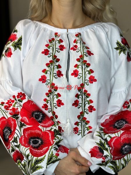 Блуза біла Маки. НФ-00000666 фото