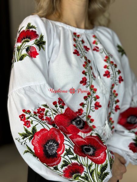 Блуза біла Маки. НФ-00000666 фото