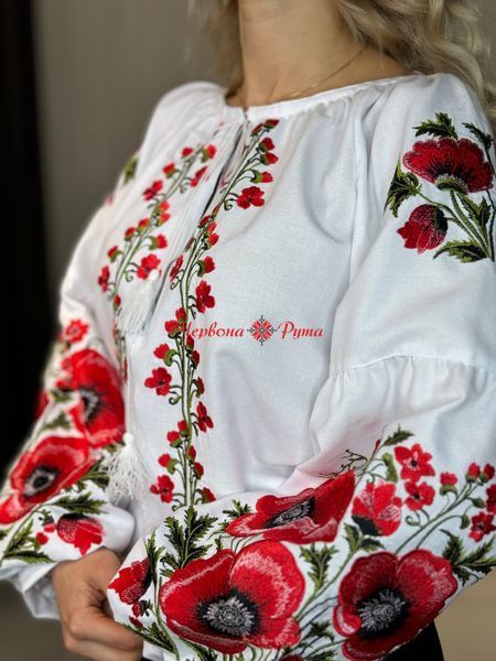 Блуза біла Маки. НФ-00000666 фото