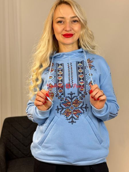 Худі із теплого трикотажу блакитного кол . 000003706 фото