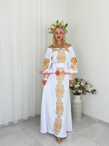 Сукня Урочиста біла, золотиста виш. 000003967 фото