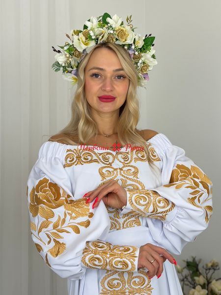 Сукня Урочиста біла, золотиста виш. 000003967 фото