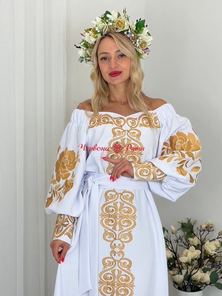 Сукня Урочиста біла, золотиста виш. 000003967 фото
