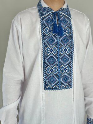 Сорочка біла комір (модель 25) синя виш. 000002950 фото