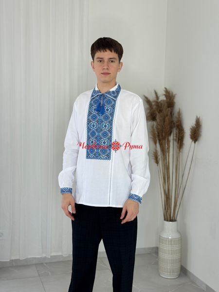 Сорочка біла комір (модель 25) синя виш. 000002950 фото