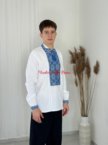 Сорочка біла комір (модель 25) синя виш. 000002950 фото