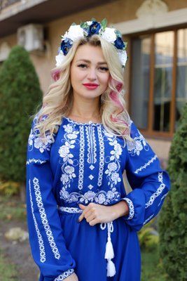 Сукня Букет троянд синя, біла/в НФ-00000308 фото