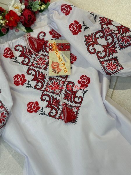 Блуза для дівчинки Марічка червона виш. 000001307 фото