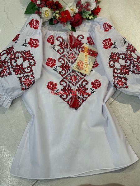 Блуза для дівчинки Марічка червона виш. 000001307 фото