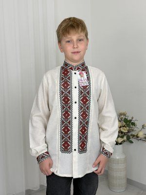 Сорочка хл . підл. сіра на ґудзиках червона виш . 000004022 фото