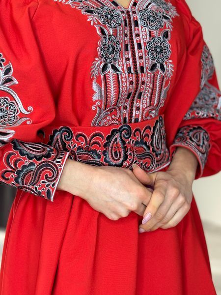 Сукня Вишуканість червона золотисто - чорна виш. НФ-00000639 фото