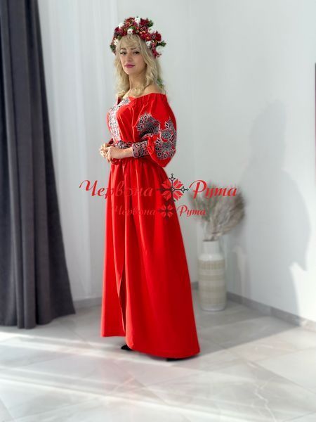 Сукня Вишуканість червона золотисто - чорна виш. НФ-00000639 фото