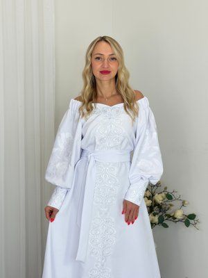 Сукня Урочиста біла по білому 000003978 фото