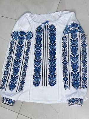 Блуза біла Сварог ( синя / виш ). 000003207 фото