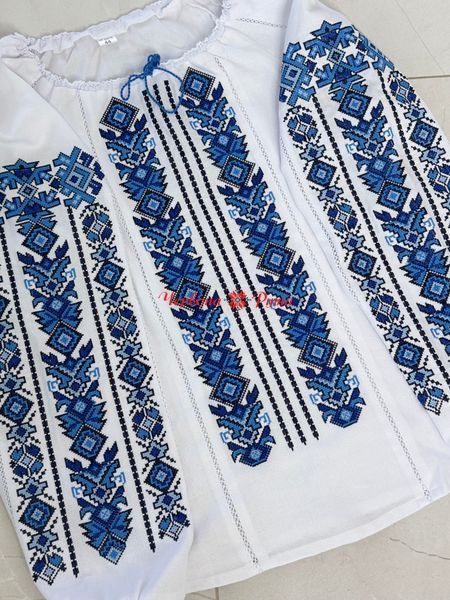 Блуза біла Сварог ( синя / виш ). 000003207 фото