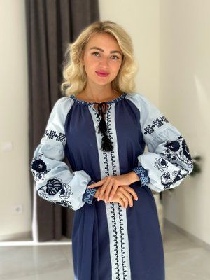 Сукня Дерево життя ( модель 1) комбінація кольорів синього і блакитного, НФ-00000646 фото