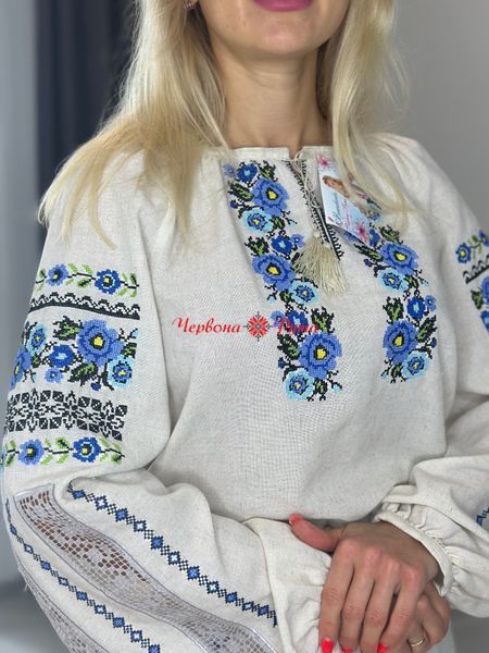 Блуза сіра (модель 4) синя виш. НФ-00000249 фото