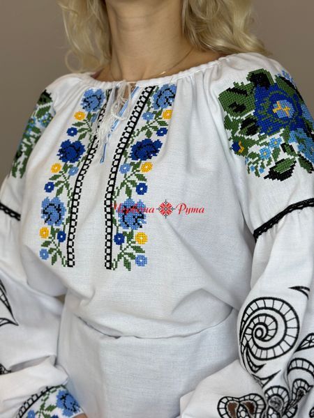 Блуза біла (вишивка рішельє та хрестик) НФ-00000591 фото