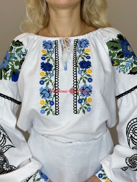 Блуза біла (вишивка рішельє та хрестик) НФ-00000591 фото
