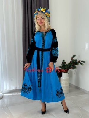 Сукня Дерево життя ( модель 2 ) комбінація кольорів чорного і синього. НФ-00000649 фото