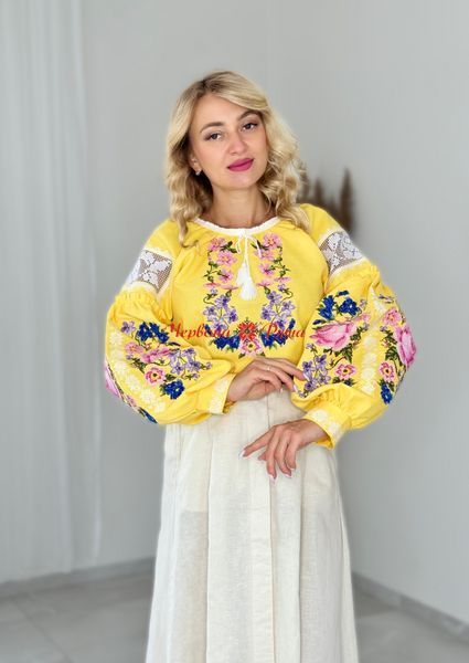 Блуза жовта Ніжність троянди 000001854 фото