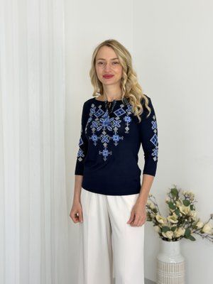 Футболка синя Зоряна ніч синя вишивка. 000003665 фото