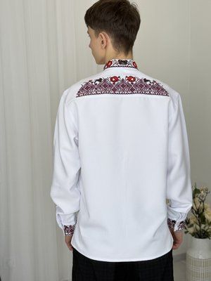 Сорочка чоловіча Маків цвіт біла . 000003803 фото