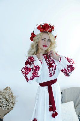 Сукня Святкова ( модель 3 ) біла бордова/в НФ-00000329 фото