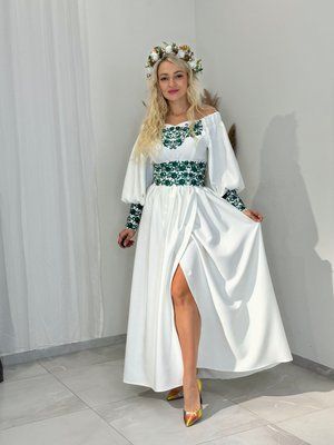 Сукня Афіна молочна зелена виш. (модель 2 ). НФ-00001233 фото
