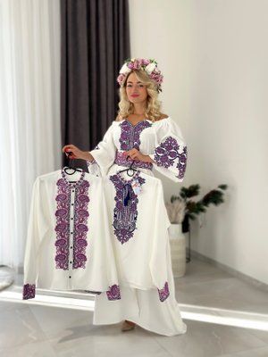 Сукня Вишуканість молочна рожева виш. НФ-00000624 фото