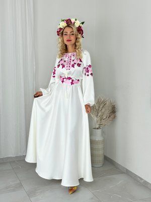Сукня Калина молочна атлас НФ-00000683 фото