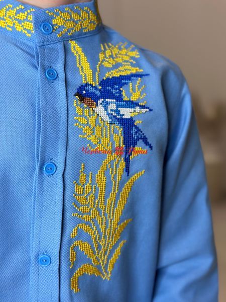 Сорочка хлопч. Колос на ґудзиках (модель 1) блакитна НФ-00000351 фото