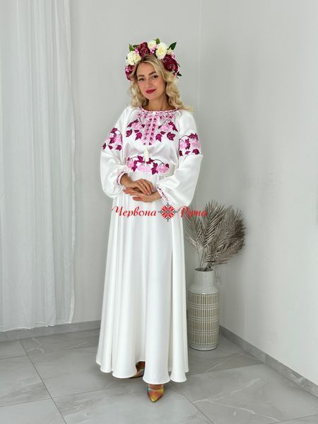 Сукня Калина молочна атлас НФ-00000683 фото