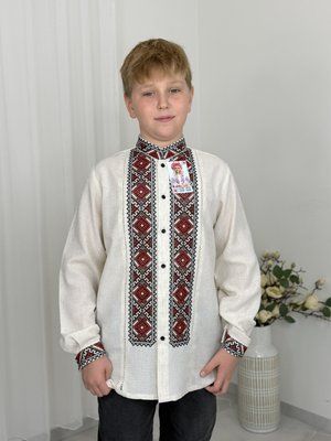 Сорочка для хлопч . сіра на ґудзиках червона / виш. 000003996 фото