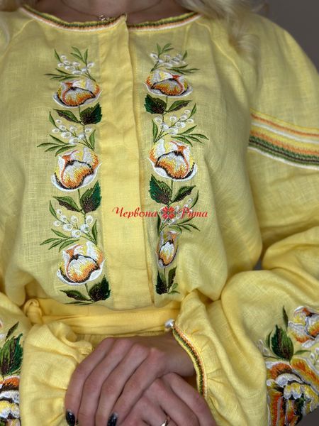 Сукня Піони жовта довга 000000676 фото
