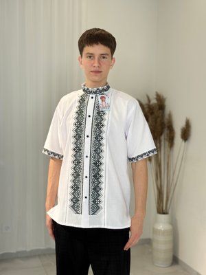 Сорочка біла на ґудзиках к/р ( модель 18 ) сіра/в . 000002922 фото
