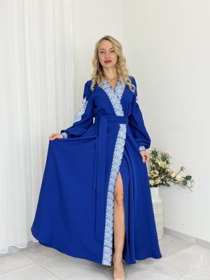 Сукня Едельвейс довга (на запах) синя, біла виш. 000004099 фото